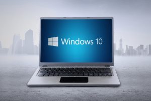 Laptop with Windows 10 logo