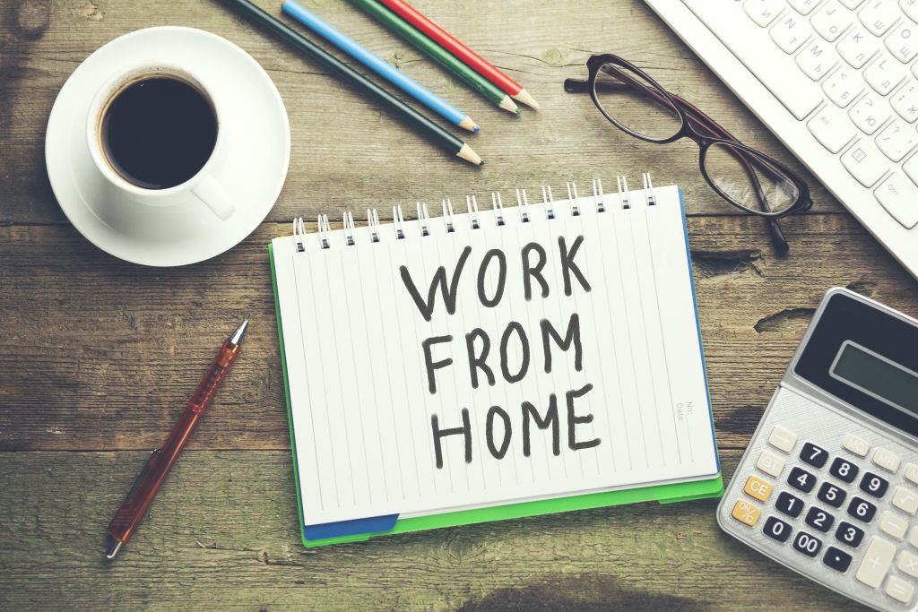 notebook written work from home text