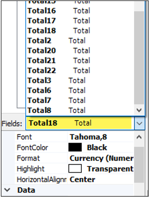 Applied Epic's Retention Report, Total Fields