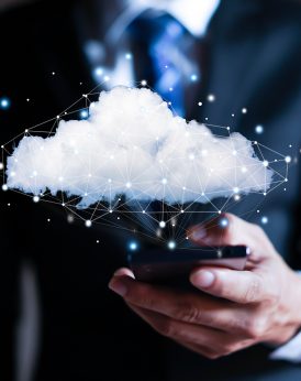 Cloud computing concept - connect to cloud. Businessman or infor